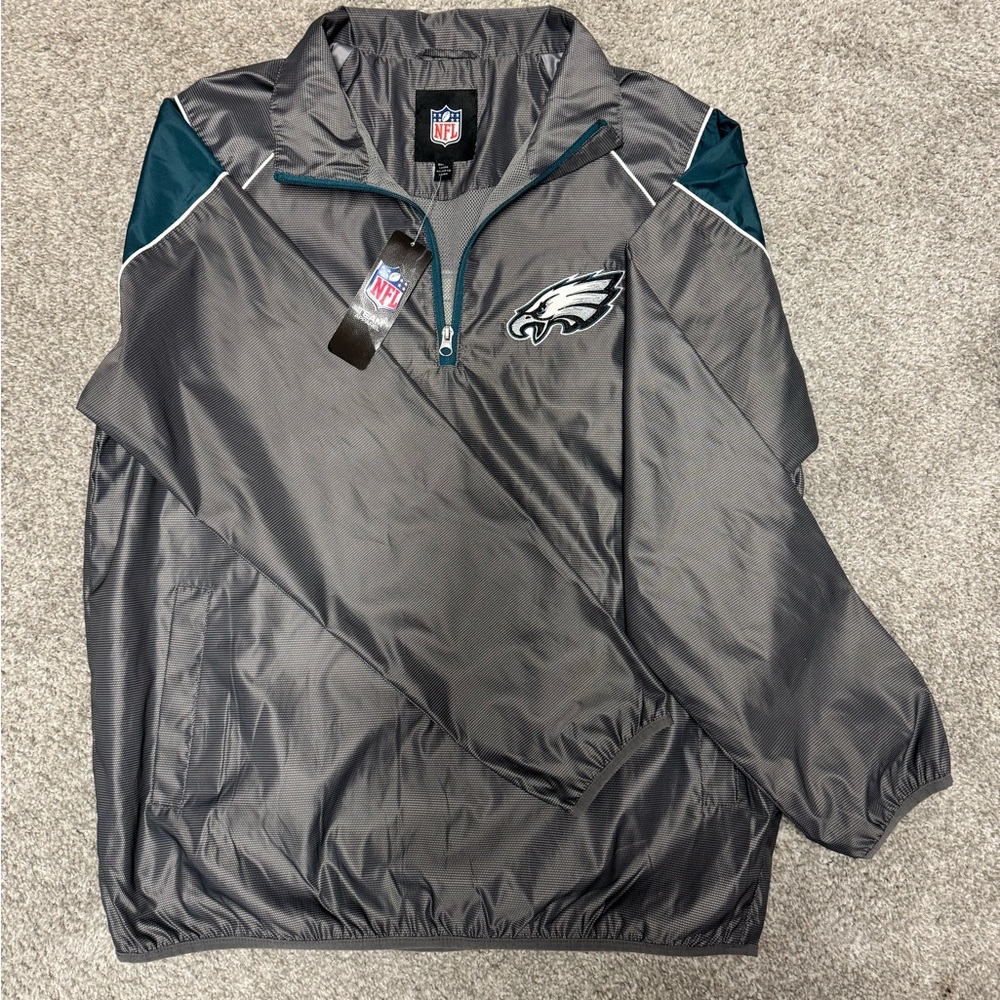 NFL Gray and Midnight Green Philadelphia Eagles Quarter-Zip Pullover